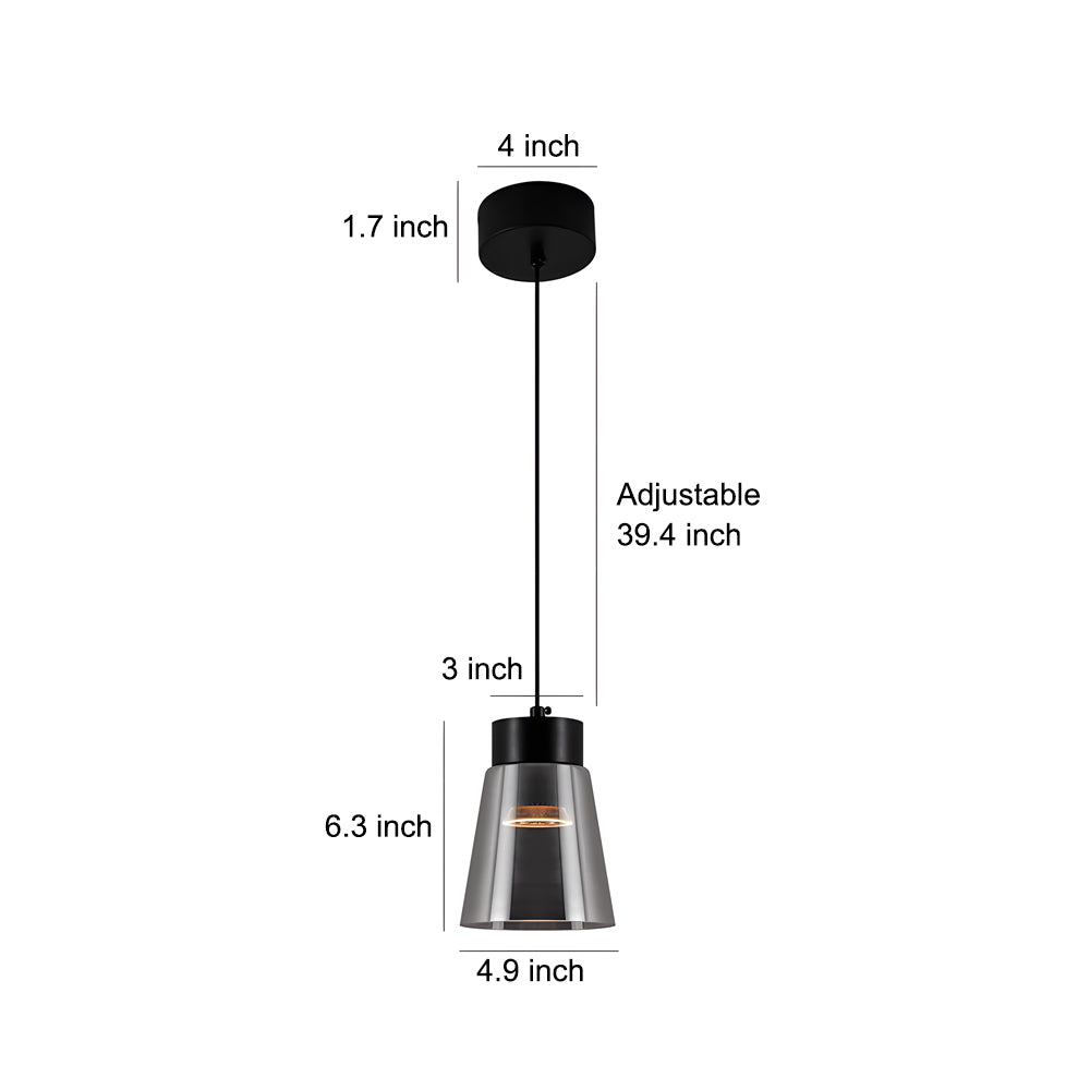 Minimalist Smoke Gray Glass Shade Cob Modern Pendant Lights Chandelier Li002740