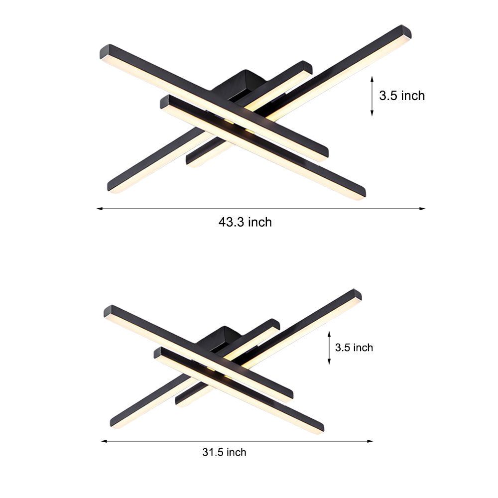 4 Light Modern Linear Parallax Ceiling Lamp Led Flush Mount Ceiling Light