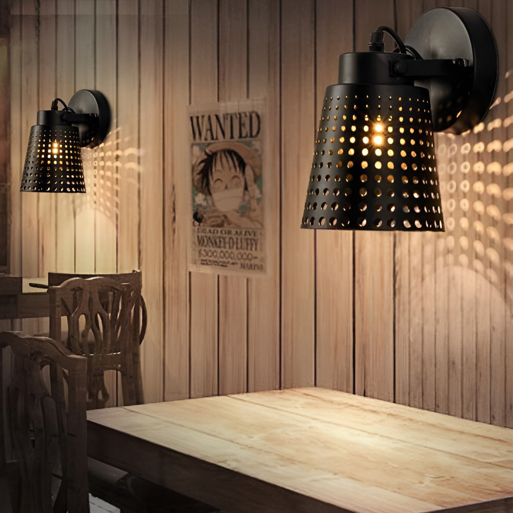 Retro Iron Hollow Adjustable Plug In Wall Sconce