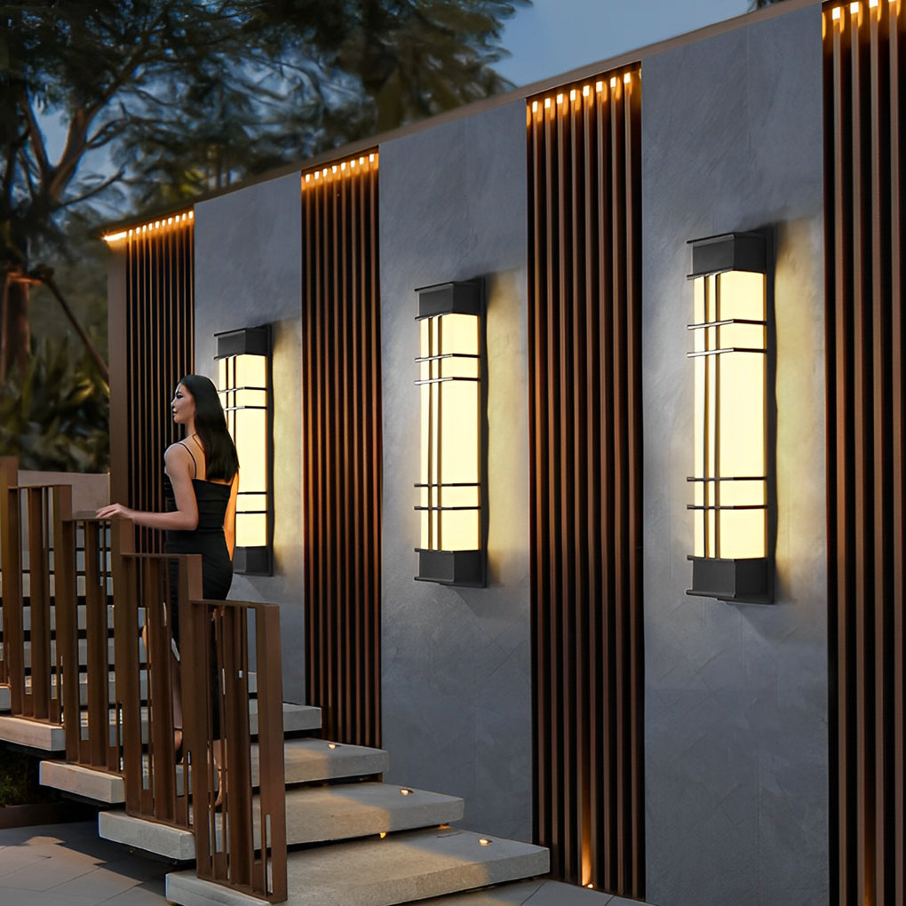 Retro Rectangular Black Outdoor Wall Lamp Li002110