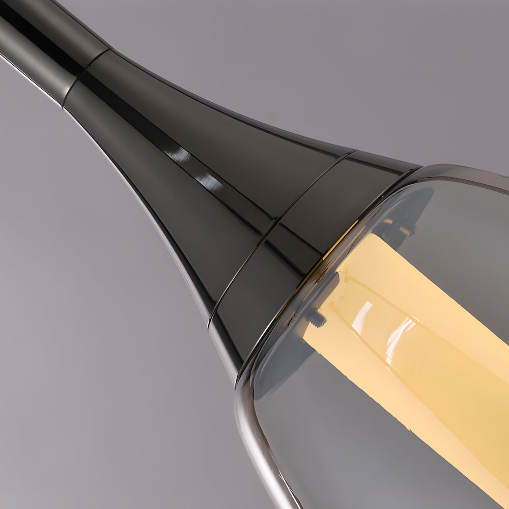 Modern 1 Light Led Teardrop Glass Pendant Light In Amber Smoke Gray