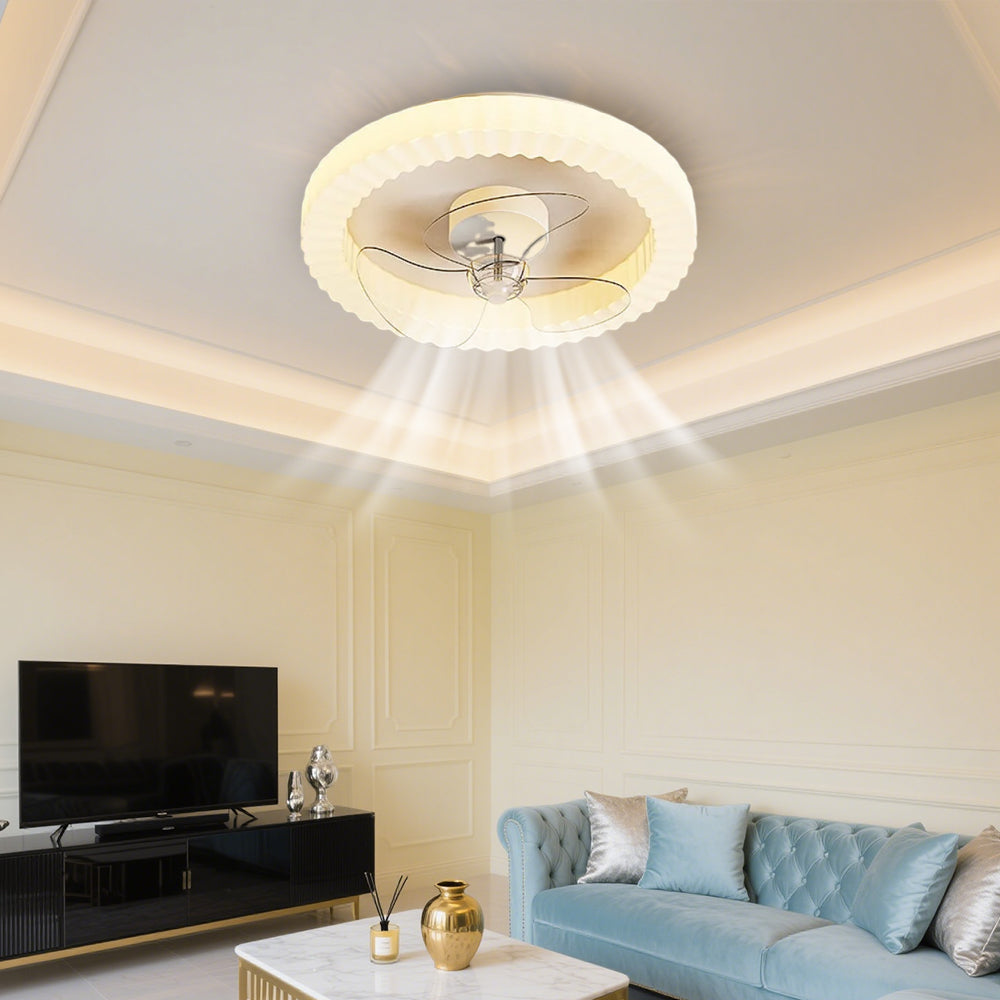 White Round Design Ceiling Fan With Led Lights