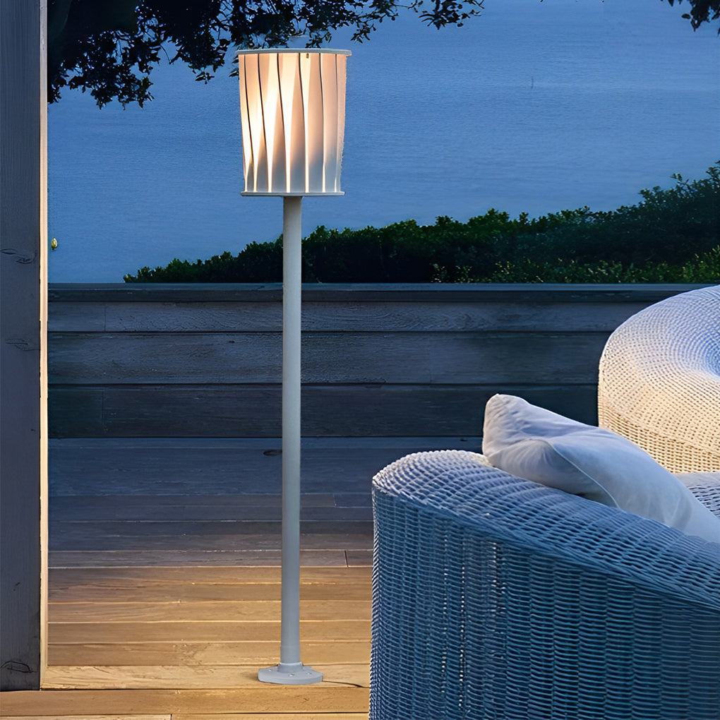 Rotating Stainless Steel Outdoor Floor Lamp with Vertical Slats