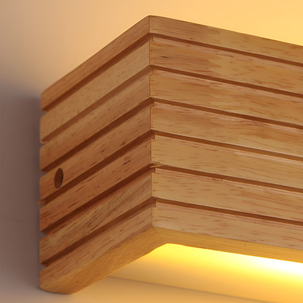 Wood Rectangular Waterproof Led Nordic Wall Sconce