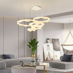 Wavy Circle Rings Three Step Dimming Led White Cream Modern Chandelier