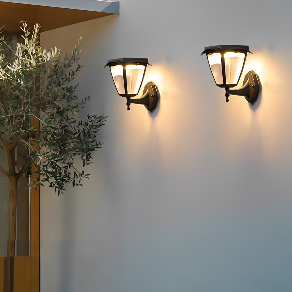 1 Light Black Solar Powered Porch Sconce Led Outdoor Wall Light