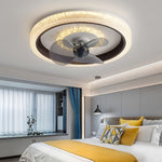 Round Muted 360 Rotatable Stepless Dimming Led Modern Ceiling Fan Light