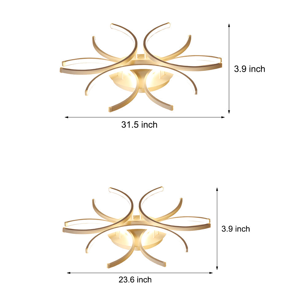 Simple Semi Circle Lines Flower Led Dimmable Modern Ceiling Light Fixture