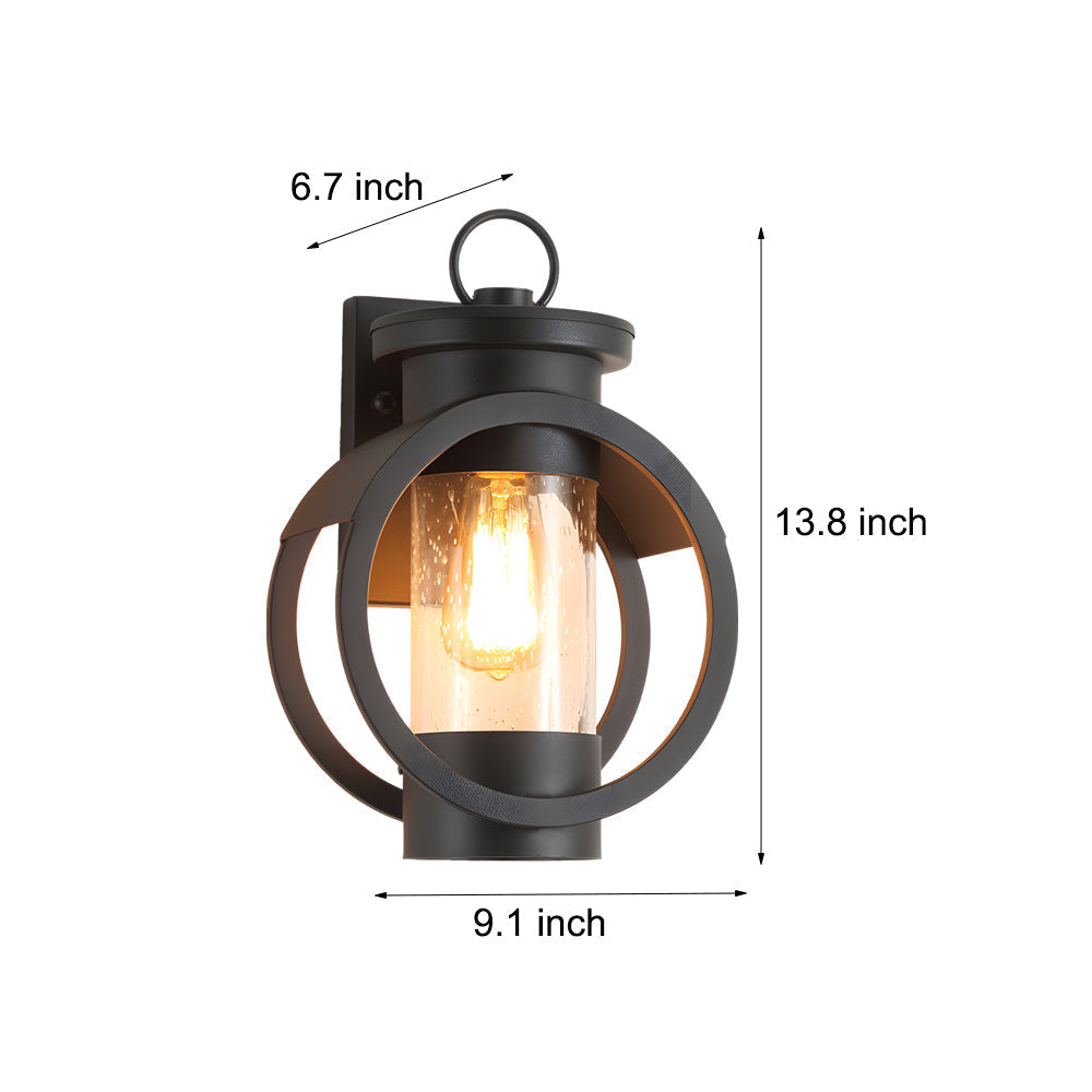 Raindrops Glass 6W Led Edison Lightbulb Black Outdoor Wall Lights