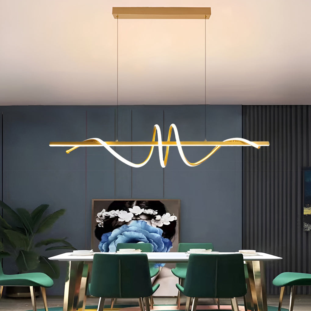Nordic LED Linear Chandelier with Stepless Dimming for Modern Dining and Kitchen Spaces