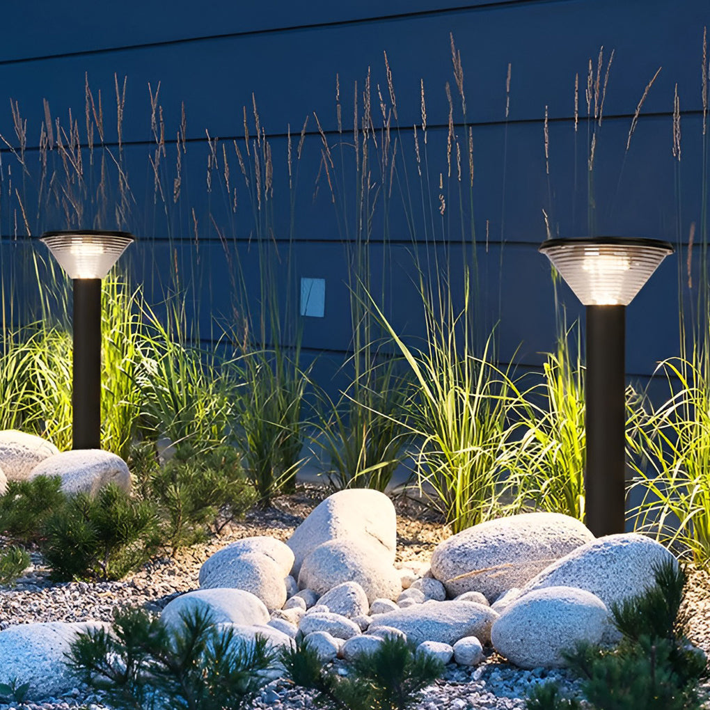 Tapered Solar LED Pathway Light in Black Aluminum for Modern Outdoor Spaces