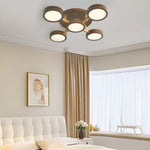 Modern Sputnik 3 4 5 Light Walnut Circles Flush Mount Led Ceiling Light