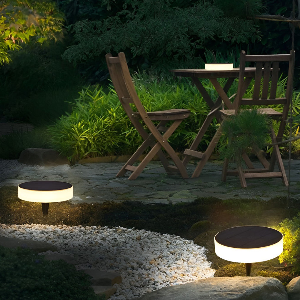 Waterproof Led Outdoor Ground Lawn Deck Recessed Solar Disk Lights Landscape Lighting