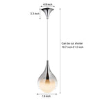 Modern 1 Light Teardrop Droplet Glass Pendant Light Adjustable Height