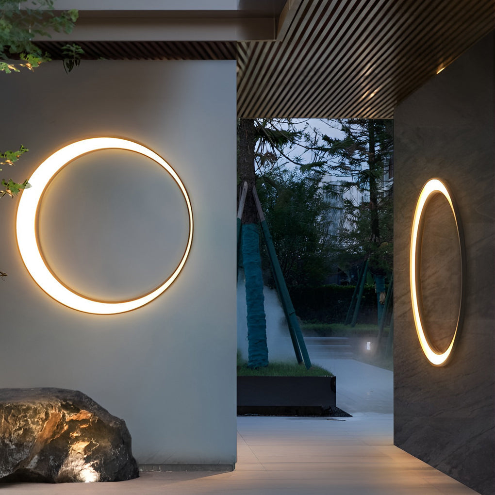 Minimalist Creative Outdoor Round Moon Led Waterproof Exterior Wall Sconces