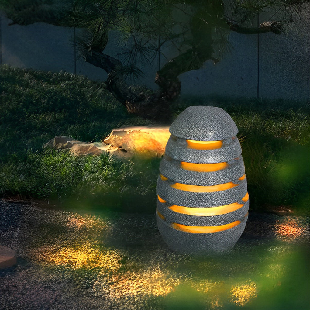 Sculptural Egg-Shaped Resin LED Lawn Light for Modern Outdoor Spaces