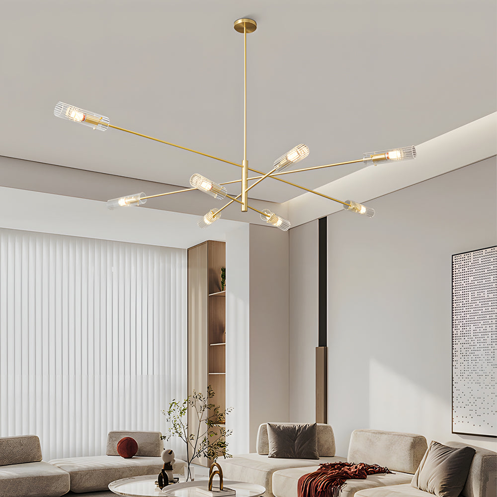Industrial Sputnik Chandelier Copper Linear Pendant Lights 6 8 Light