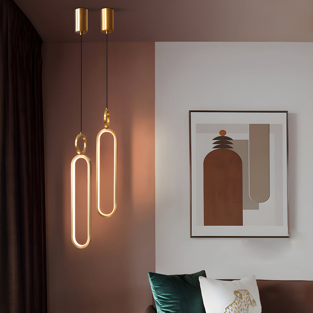 Minimalist Long Oval Rings 3 Step Dimming Led Copper Modern Pendant Lights Li002746