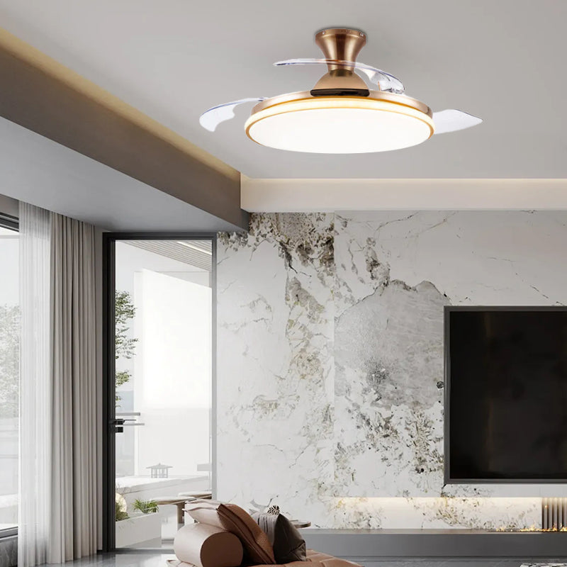 Sleek Flush Mount Ceiling Fan With Led Light