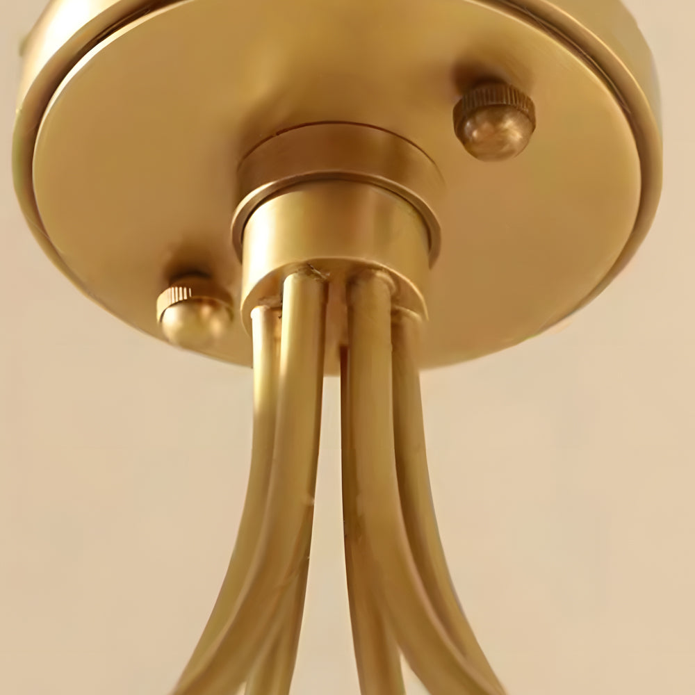 Modern Brass Carved Glass Semi Flush Mount Ceiling Light 6 8 Light