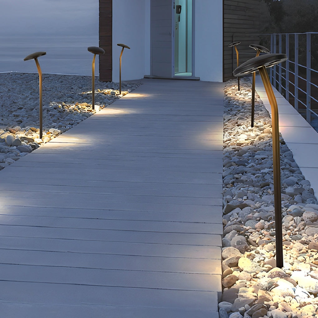 Mushroom LED Pathway Light in Brown Aluminum for Garden and Lawn