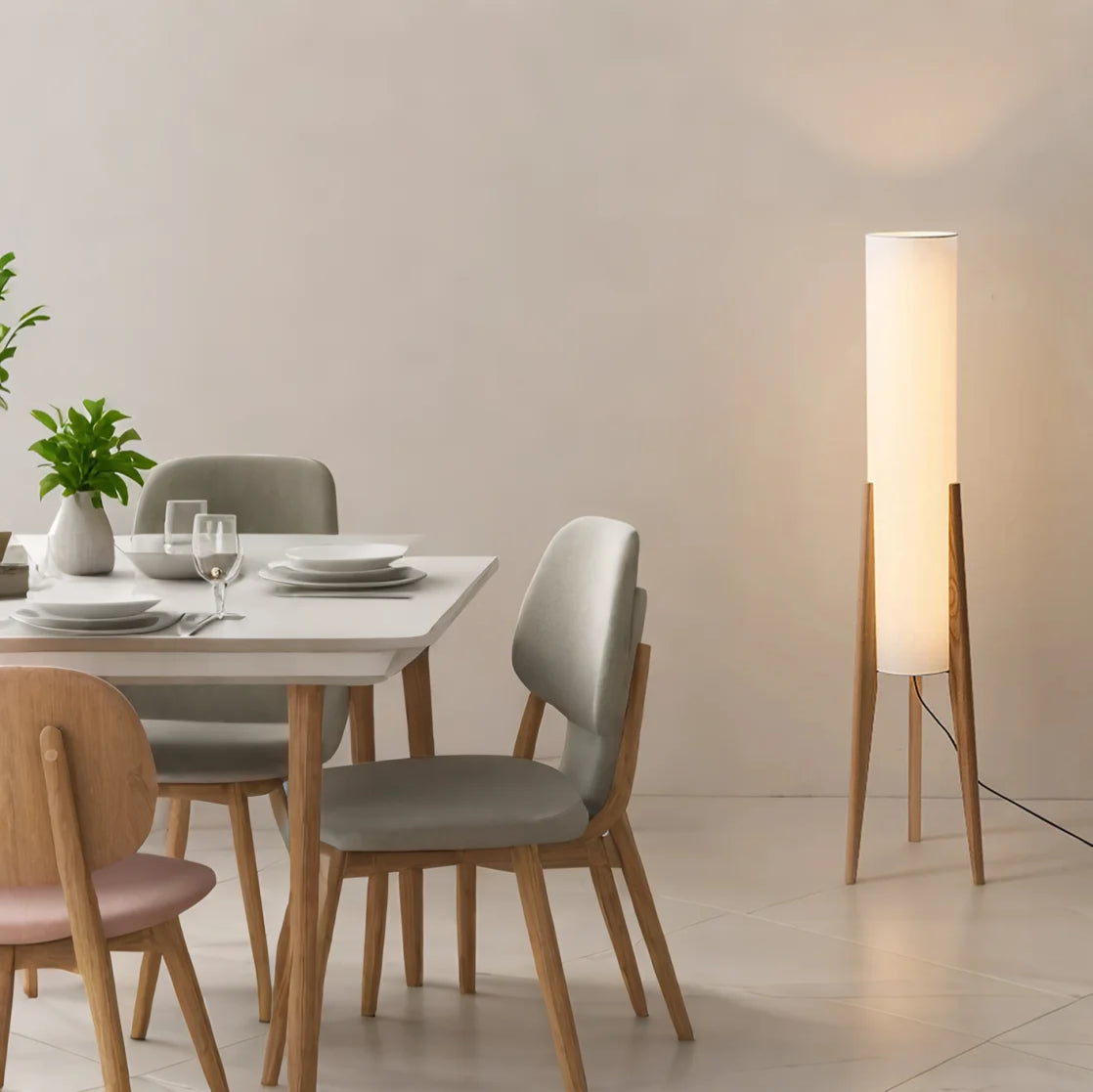 Solid Walnut Wood Floor Lamp