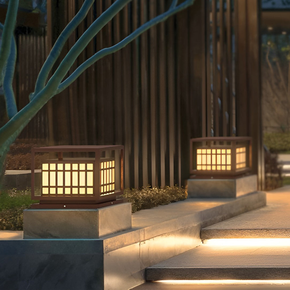 Square Led Waterproof Brown Outdoor Post Light