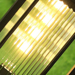 Square Black Solar Pathway Lights with Ribbed Glass Shade for Modern Outdoor Spaces