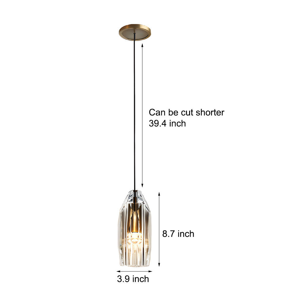 1 Light Clear Single Geometric Pendant With Crystal Accents