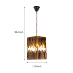 Retro Wood Bamboo Tube Cuboid Pendant Light 1 Light Suspension Lamp
