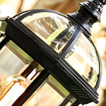 Black Retro Outdoor Post Light with Clear Glass Shade for Garden and Courtyard