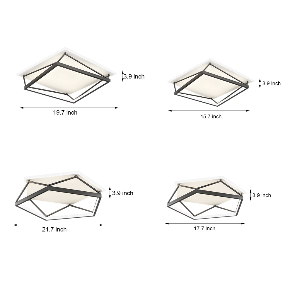 Nordic Geometric Art Black Led Flush Mount Ceiling Light