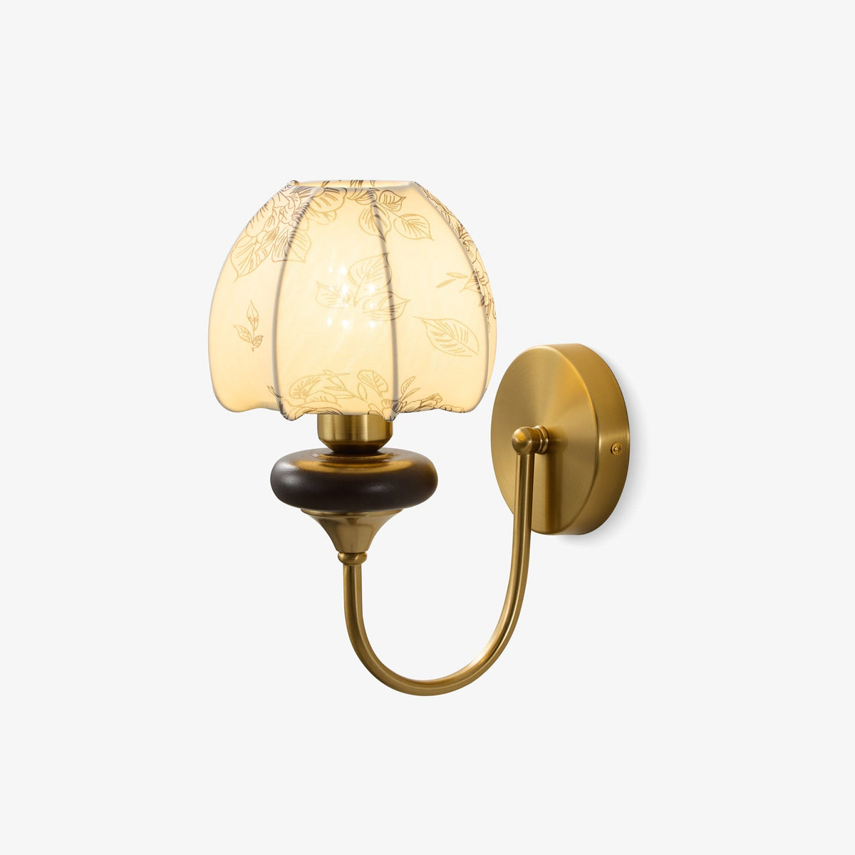 Amelie Floral Wall Sconce – Vintage-Inspired Fabric Shade, Gold or Black Finish