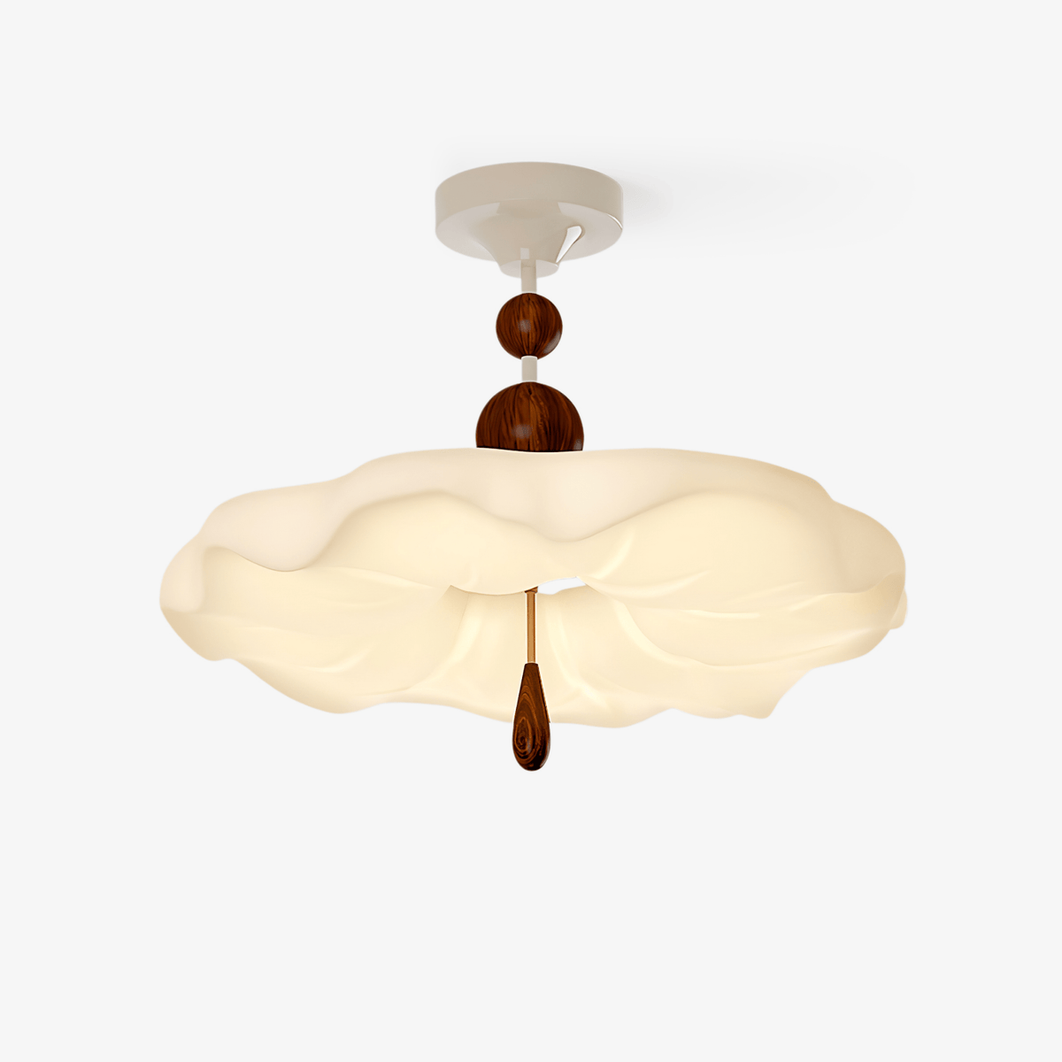 Cloudora Bloom Sculptural LED Ceiling Light in Walnut and White