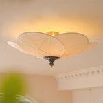 Amara Bloom Flush Mount Ceiling Light – Modern Fabric & Wood Semi-Flush Fixture