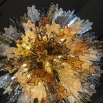 Eloria Glass Chandelier – Modern Fluted Glass Pendant Light, Gold Finish