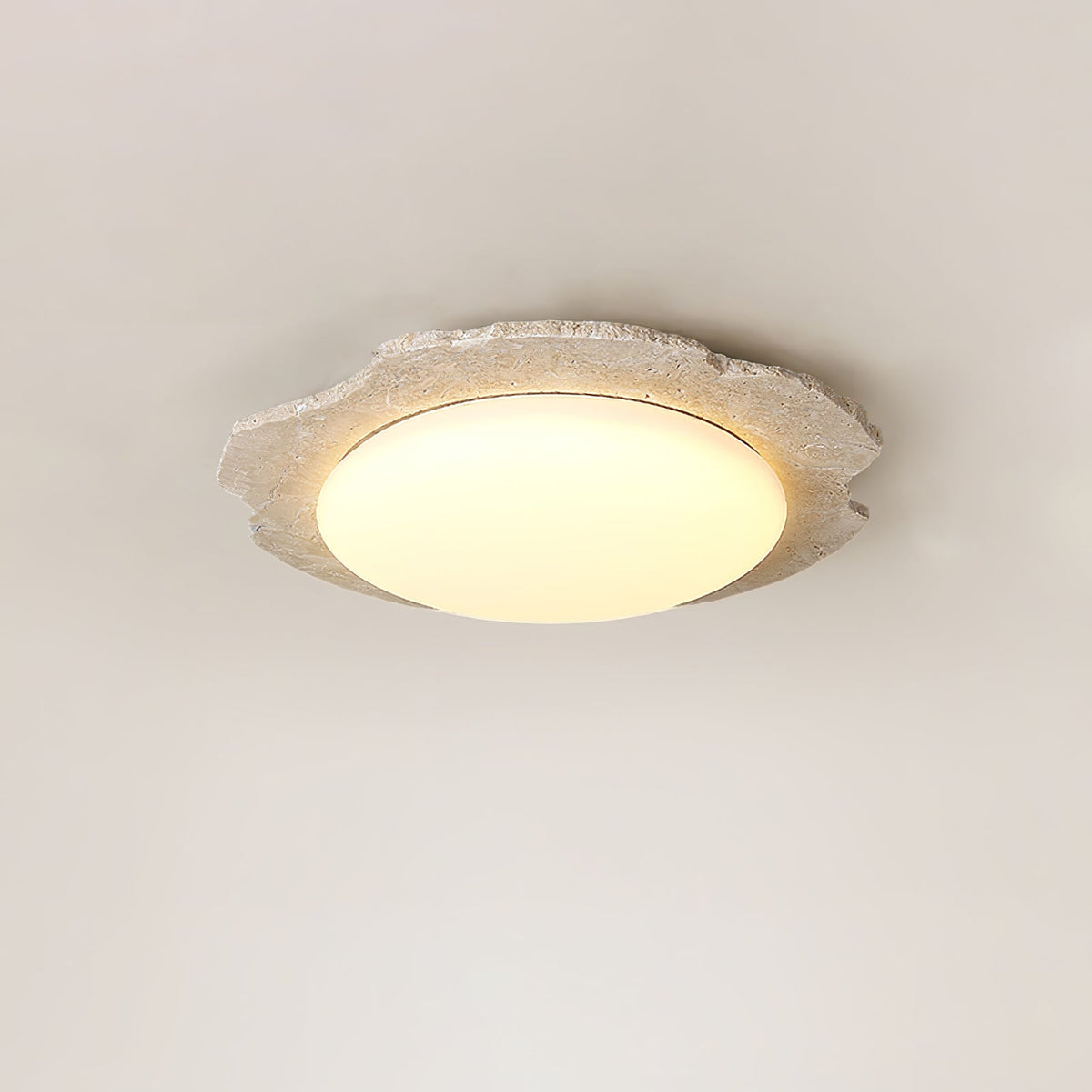 Crater Halo Travertine LED Flush Mount Ceiling Light