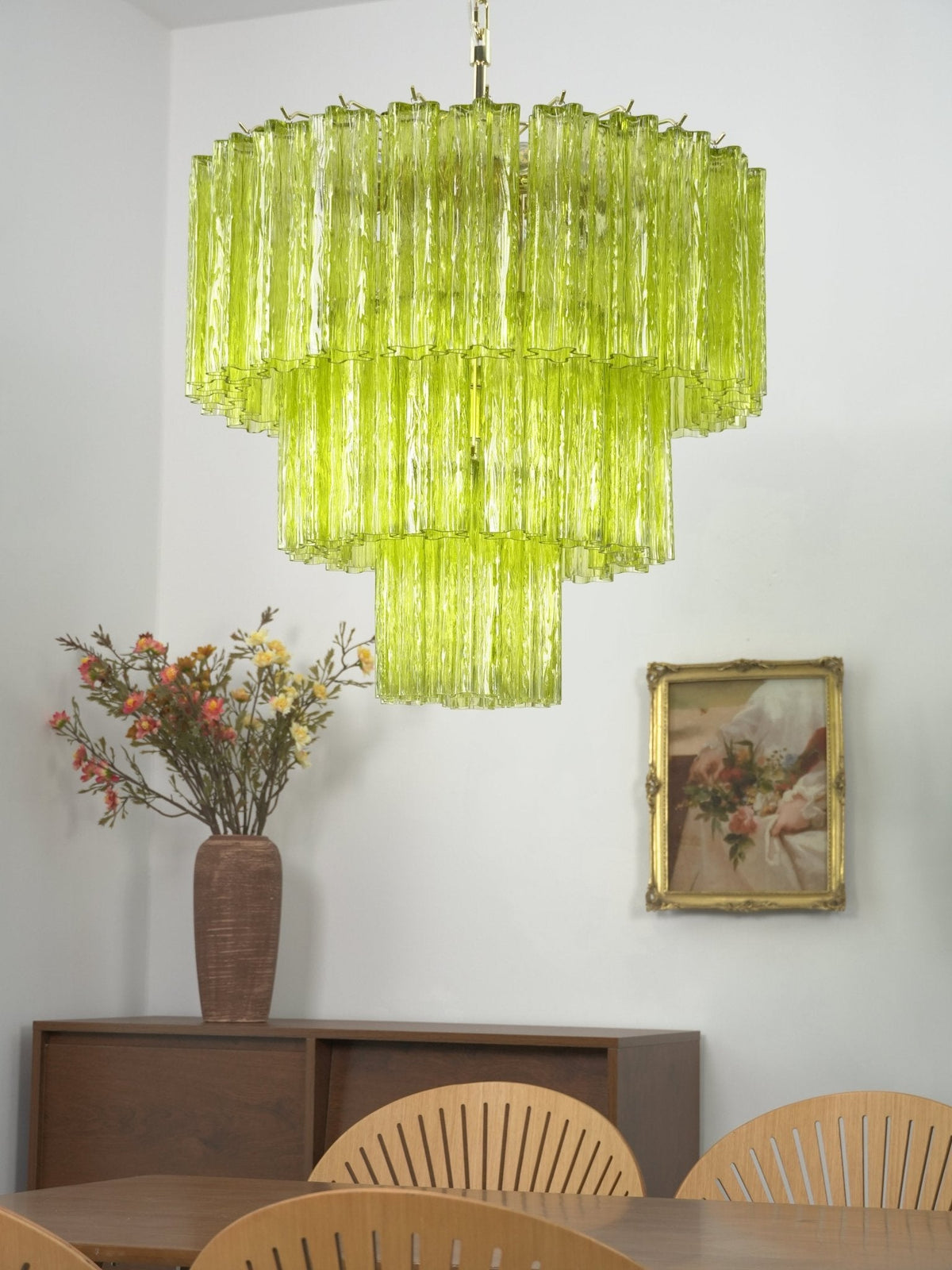 Glacier Tier Chandelier — Hand-Cast Glass Pendant Light in Gold