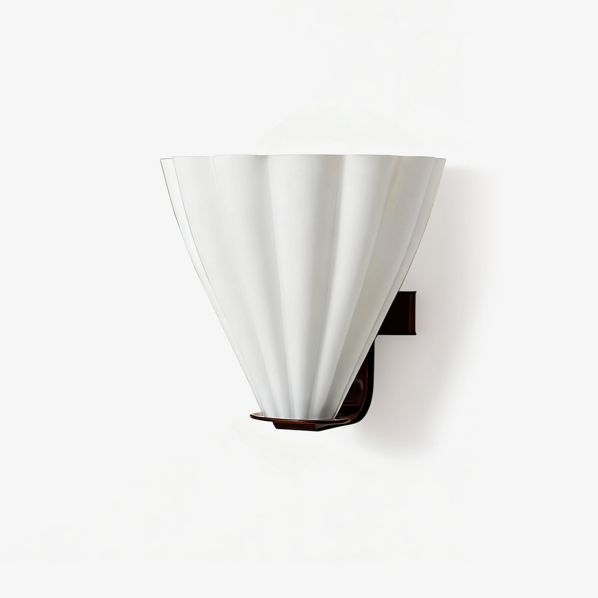 Fan-Shaped Glass Wall Sconce with Black Metal Accent