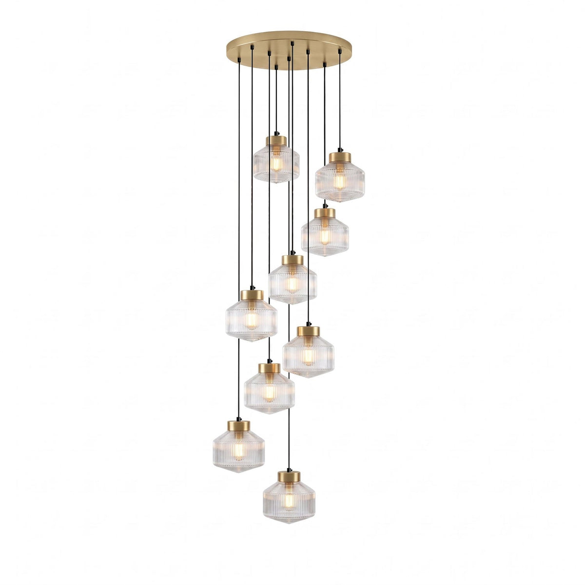 Art Glass Spinning Top Pendant Light in Gold for Dining & Living Spaces