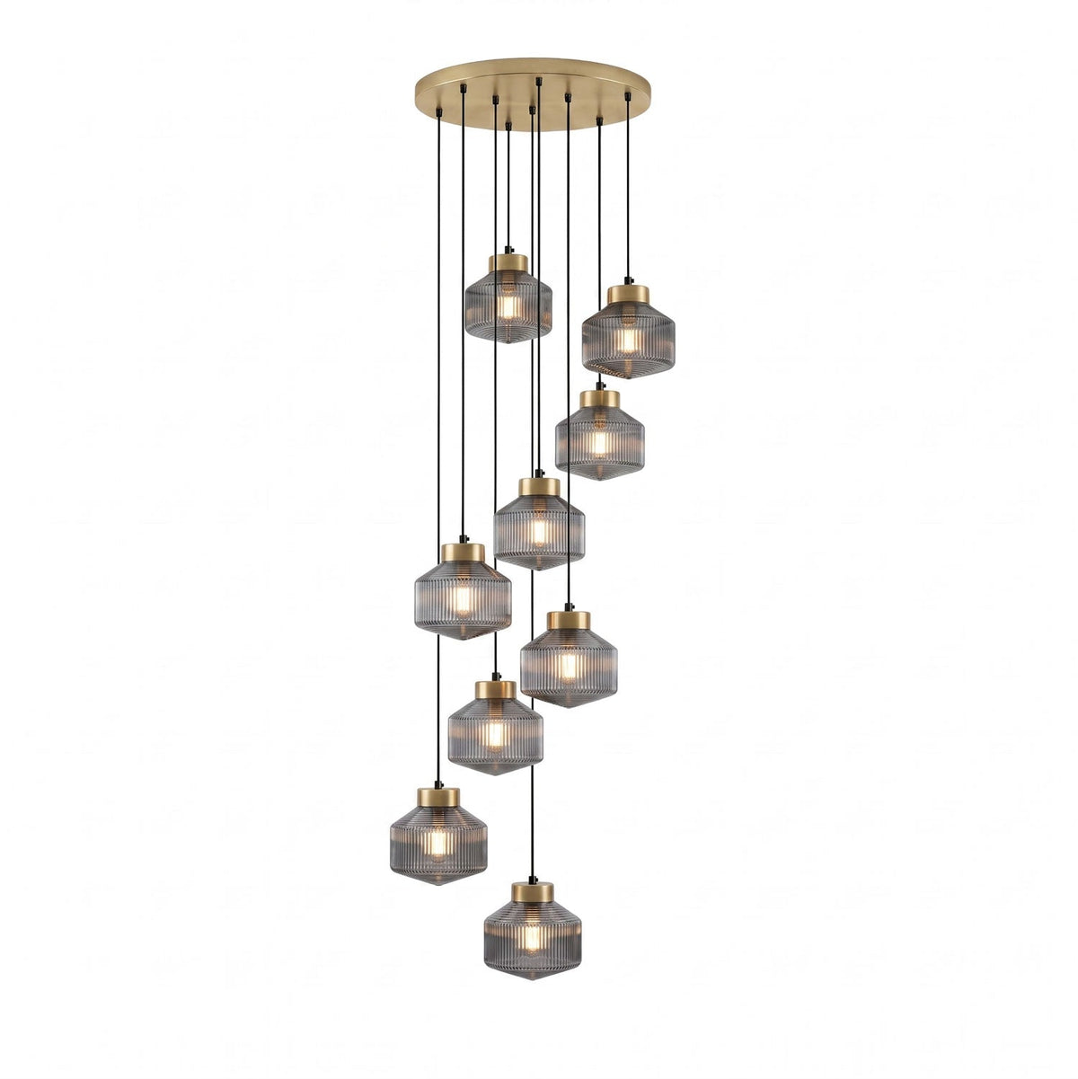 Art Glass Spinning Top Pendant Light in Gold for Dining & Living Spaces
