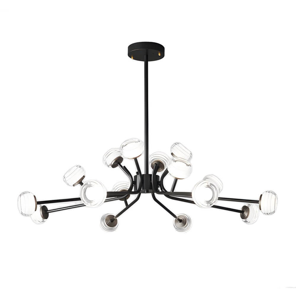 Aurelia LED Sputnik Chandelier in Matte Black with Clear Acrylic Spheres