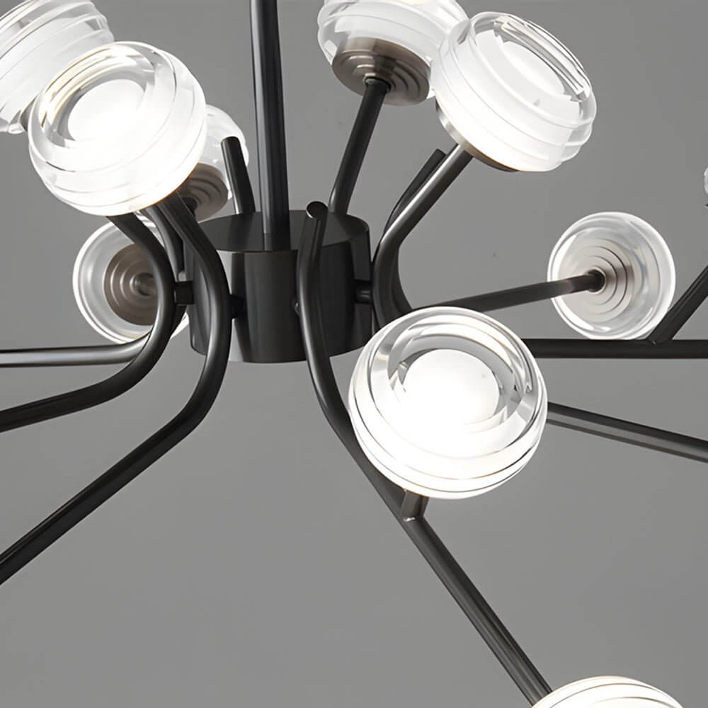 Aurelia LED Sputnik Chandelier in Matte Black with Clear Acrylic Spheres