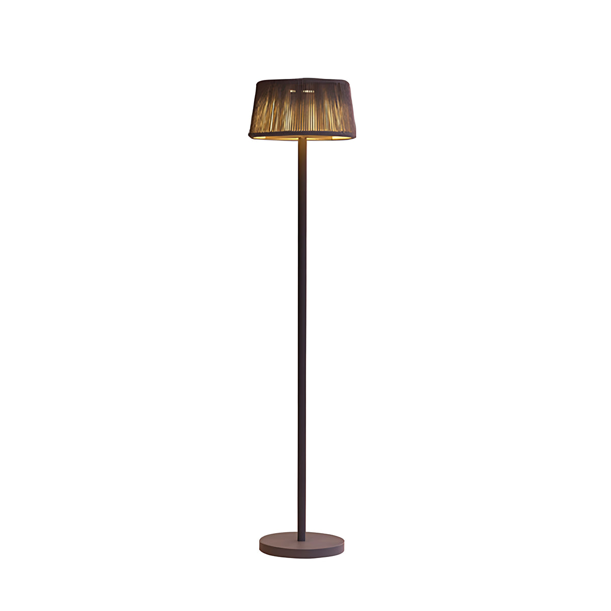 Handwoven Linen Outdoor Floor Lamp with Solar and Plug-In Options
