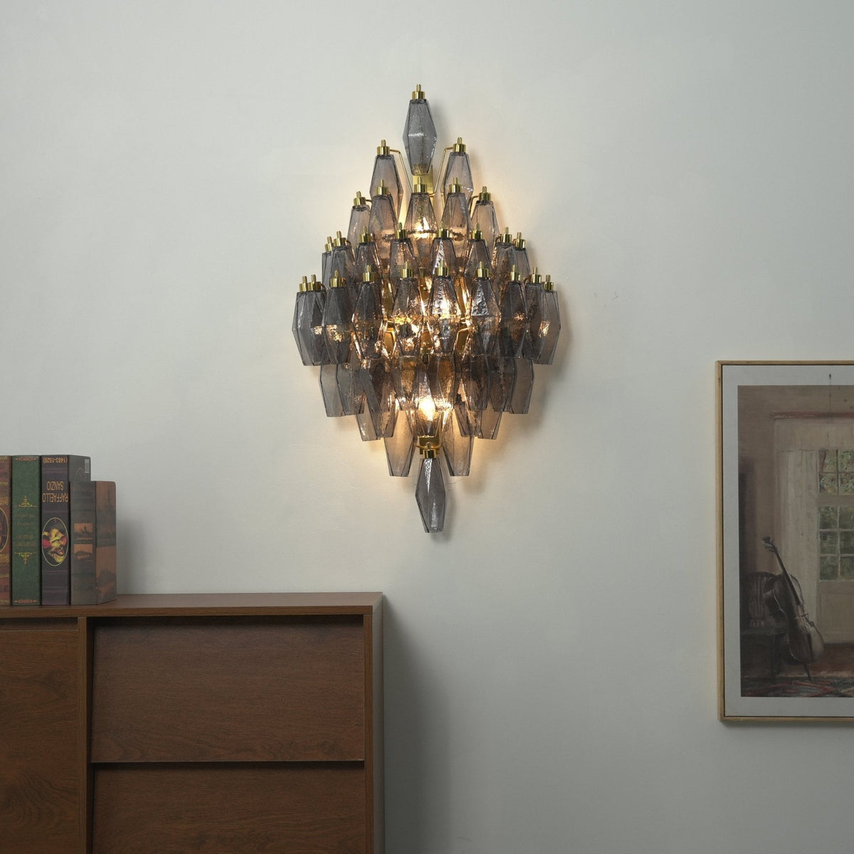 Sorrento Wall Sconce in Brass with Multicolored Glass Shades