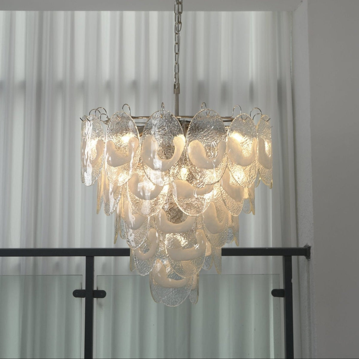 Frostelle Glass Chandelier – Hand-Cast Murano Style Pendant for Dining & Living Rooms