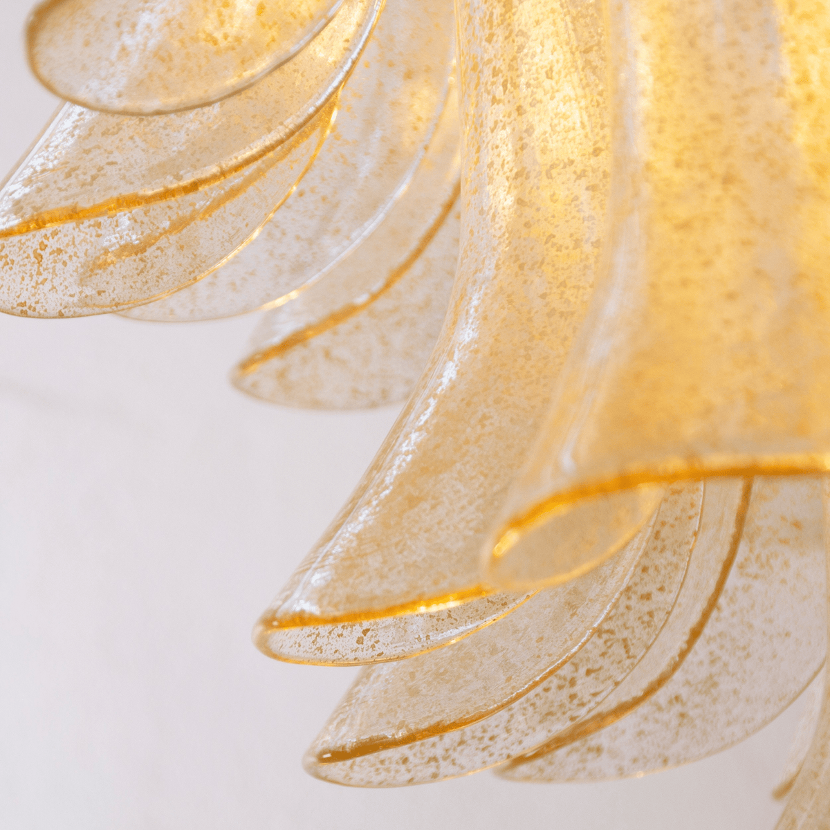 Amber Glass Lily Chandelier – Handcrafted Murano Style Pendant Light