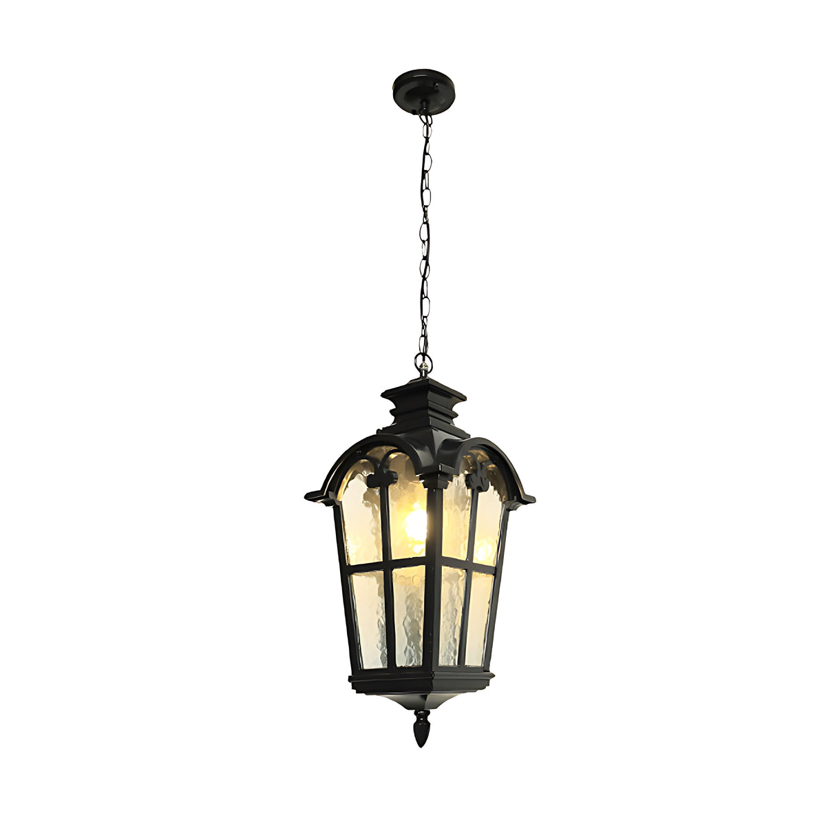 Outdoor Ceiling Lantern in Cast Aluminum with Clear Glass Shade