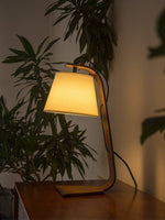 Lurien Sculptural Wood Table Lamp with Fabric Shade for Modern Interiors