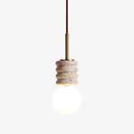 Alvia Travertine Pendant Light – Sculpted Stone & Brass Modern Hanging Lamp